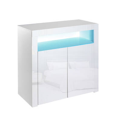 Modern Sideboard Cabinet Storage Furniture LED White