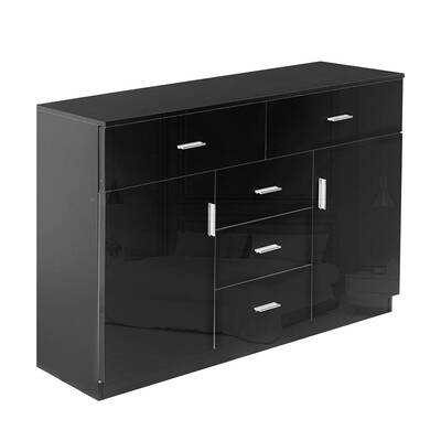Modern Sideboard Cabinet Storage Drawers Black 