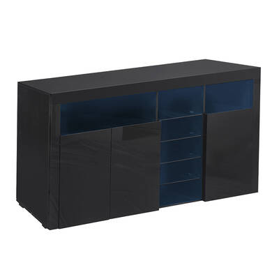 High Gloss Sideboard Cabinet Storage Black 