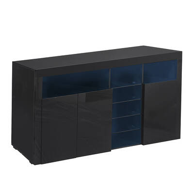 High Gloss Sideboard Cabinet Cupboard Black