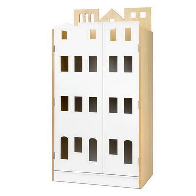 4 Tier Kids Wooden Bookshelf - White & Natural Grain