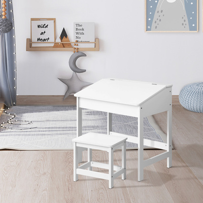 2Pcs Kids Table And Chairs Set Activity Children Playing Toys Study Desk
