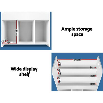 Kids Bookcase Childrens Bookshelf Display Cabinet Toys Storage Organizer