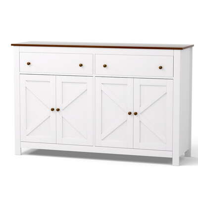 Buffet Sideboard Storage Cabinet Kitchen Cupboard 2 Drawers 140CM White