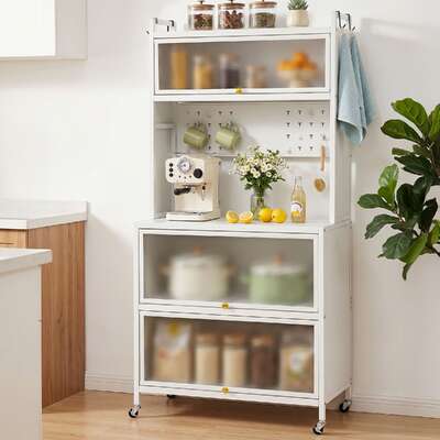 Kitchen Storage Cabinet Pegboard Sideboard 80x164cm | EXTG