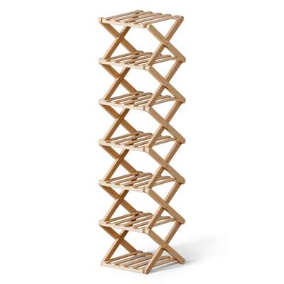 7 tier bamboo foldable shoe rack organizer entryway