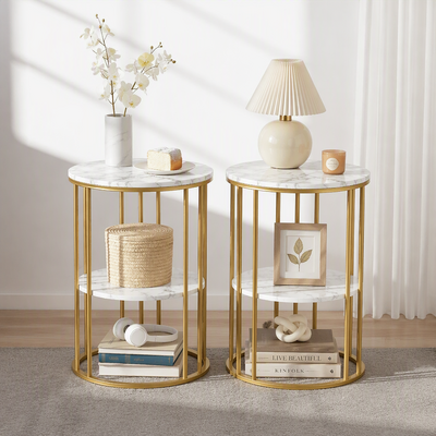 Marble Side Table Set 40x54cm