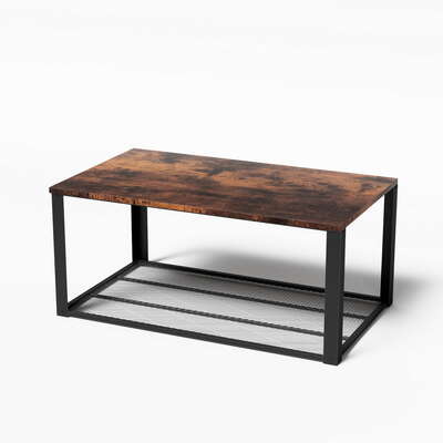 2-Tier Coffee Table Rustic Brown 104CM Modern Living Room Furniture