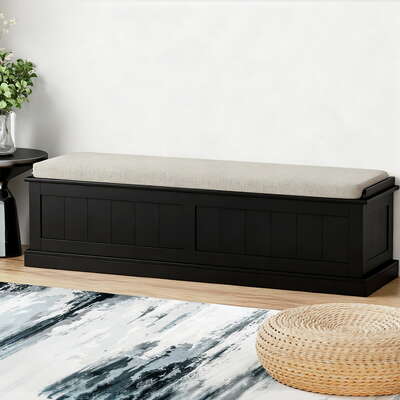 Storage Ottoman Blanket Box 140cm Fluted Black - Durable