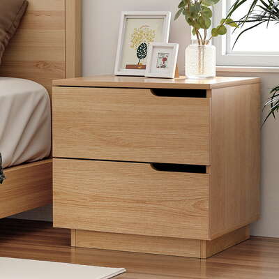 Bedside Table with 2 Drawers, Solid Pine Wood Nightstand for Bedroom