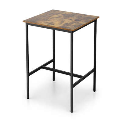 Bar Table Counter Kitchen Dining Desk Metal Frame Walnut Finish