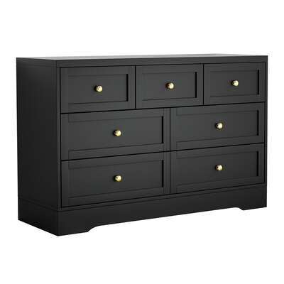 7 Chest of Drawers Dresser Table Black - Sleek Modern Design Perfect for Bedrooms