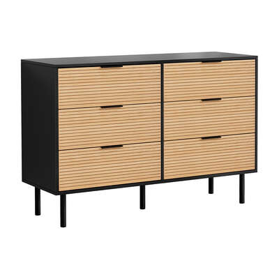 6 Chest of Drawers Dresser Table Black&Pine