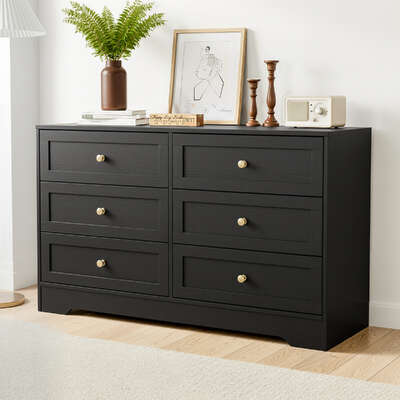 6 Chest of Drawers Tallboy Cabinet LEIF Black Premium Quality Design Outdoor Collection Versatile Use Home Upgrade