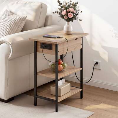 Flip-Top Side Table Charging Station 60cm | EXTG