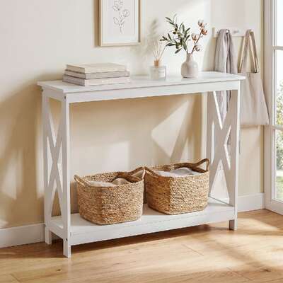 Console Table 2-Tier Hallway Entryway 100cm White | EXTG