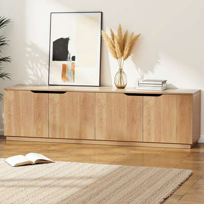  TV Unit Entertainment Unit Storage Cabinet 180cm Pine - Elegant