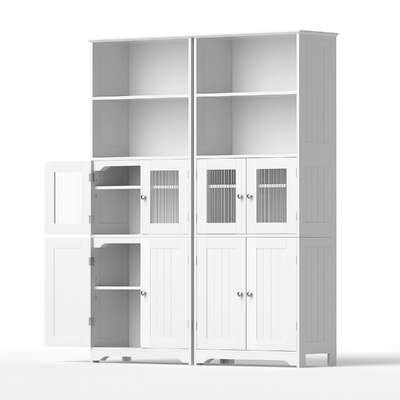2x Buffet Sideboard Cabinet Pantry Kitchen Bathroom Storage Cupboard