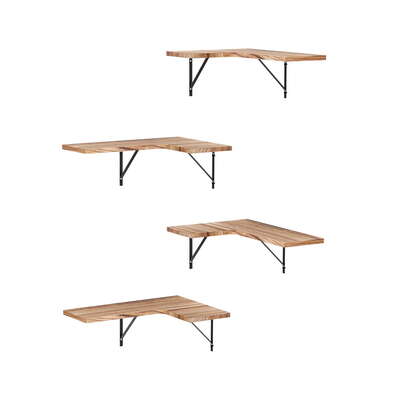 Floating Wall Corner Shelf Set 4 Tier Wooden Storage Rack