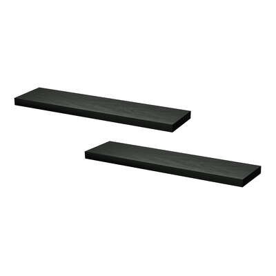Floating Wall Shelf 2 Tier Storage Rack Black 90cm