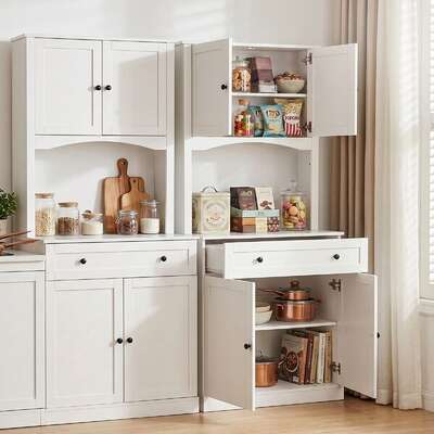 Buffet Sideboard Cabinet 180cm Set of 2 White | EXTG