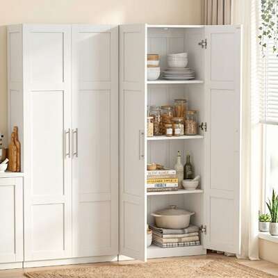Buffet Sideboard Cabinet Set 2 White 180cm | EXTG