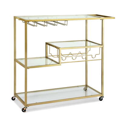 Bar Cart Drink Trolley Serving Cocktail Wine Rack Glass Holder 102Cm