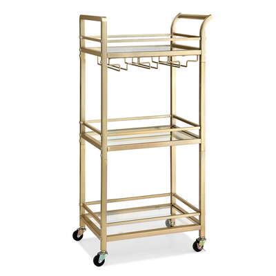Kitchen Island Cart Trolley Rolling Serving Storage Wine Glass 43Cm