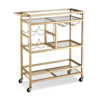 Bar Cart Drinks Trolley Serving Wine Rack Glass Holder 3 Hooks 72Cm