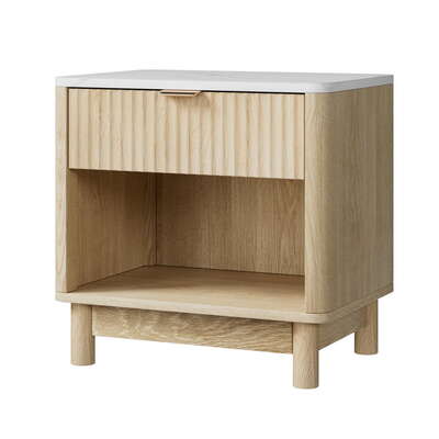 Bedside Table Nightstand 1 Drawer With Shelf Storage Pine Finish