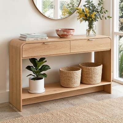 Pine Console Table 120cm Hallway Entryway Drawers | EXTG