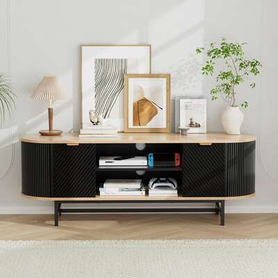 TV Unit Entertainment Unit Storage Cabinet Black Pine