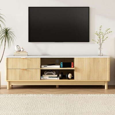TV Unit Entertainment Unit Storage Drawer Shelf 150cm Pine - Elegant