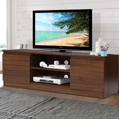  TV Cabinet Entertainment Unit Stand Side Storage Lowline Cupboard Walnut