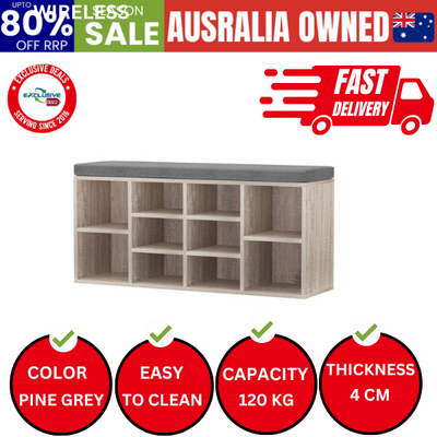 Shoe Cabinet Rack Shoe Bench Fabric Seat Pine BOA