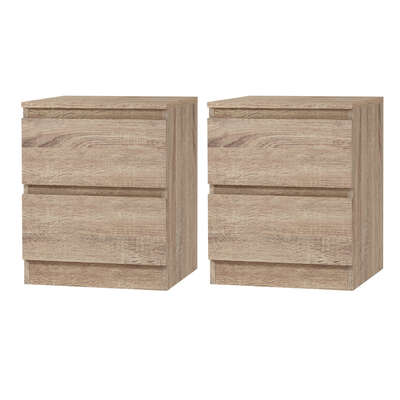 Bedside Table 2 Drawers With Shelf Oak Finish