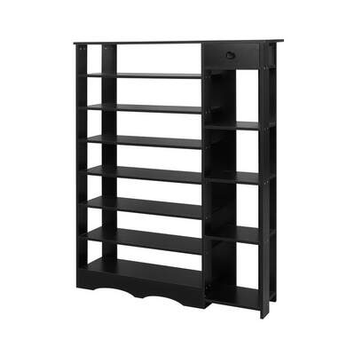  Shoe Cabinet Shoes Organiser Storage Rack Shelf Wooden 32 Pairs Black