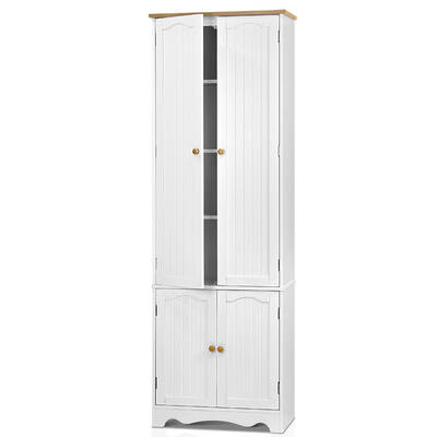 6 Tier Wooden Kitchen Pantry Cabinet - White