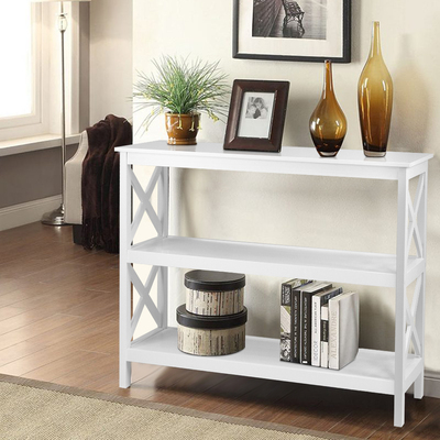 Wooden Storage Console Table - White