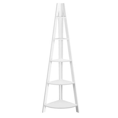 5 Tier Corner Ladder Bookshelf - White