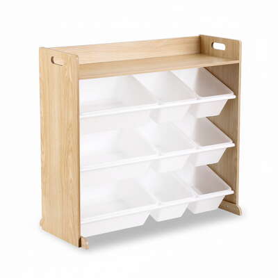  Kids Toy Box 9 Bins Bookshelf Organiser Display Shelf Storage Rack Wooden