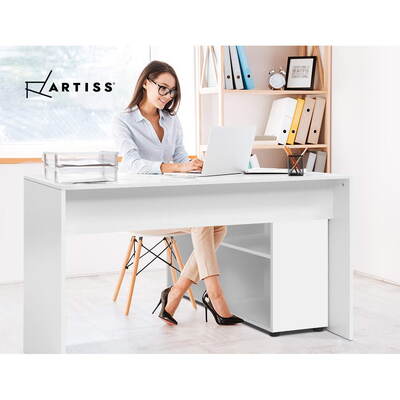 Computer Desk Bookshelf White 130CM