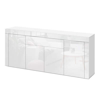  Buffet Sideboard Cabinet High Gloss Storage 4 Doors Cupboard Hall White