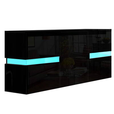 Buffet Sideboard Cabinet High Gloss Storage Cupboard Doors Drawer RGB LED
