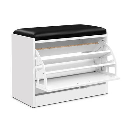 Shoe Cabinet Bench Shoes Storage Rack Organiser Storage White 15 Pairs