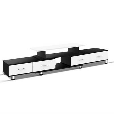 Wooden TV Stand Entertainment Unit 160CM To 220CM Lowline Storage Drawers Black White