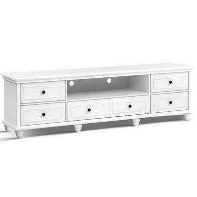 TV Cabinet Entertainment Unit Stand 6 Storage Drawers Country Style 200cm