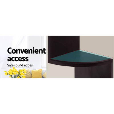  5 Tier Corner Wall Floating Shelf Mount Display Bookshelf Rack Brown