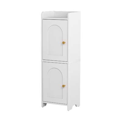 Bathroom Storage Cabinet 2-Tier Slim Toilet Organizer Adjustable White