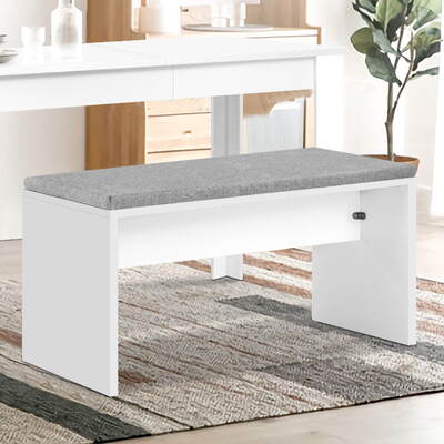 Dining Bench Upholstery Seat Stool Chair Cushion Furniture White 90cm